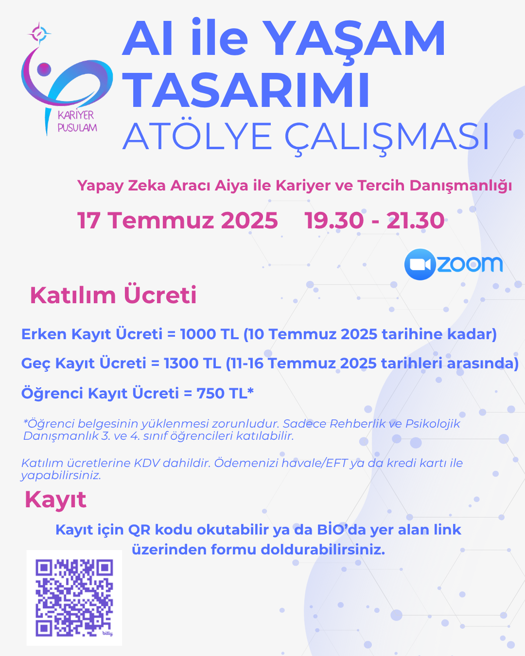 AI ile Yaşam Tasarımı Atolye Çalışması Bilgileri Gorüseli